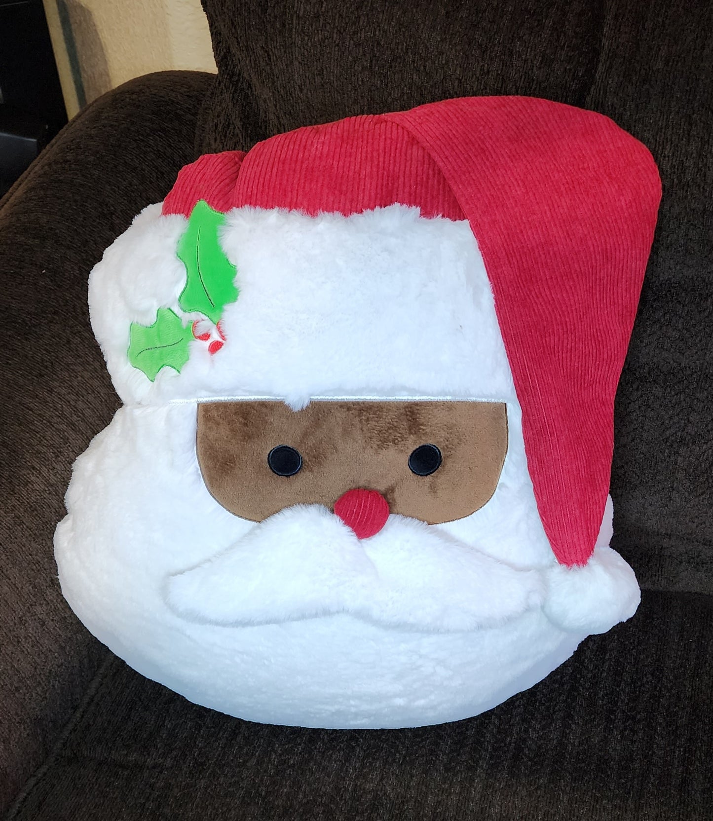 Faux Fur Black Santa Pillow