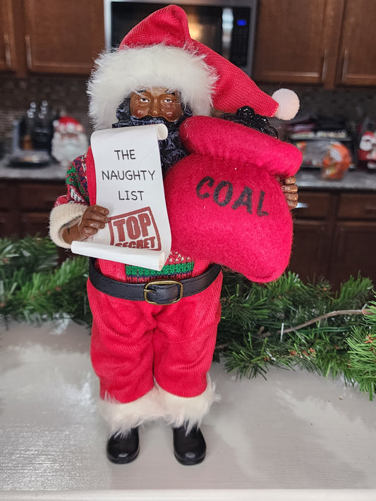 Santa with the Naughty List and Bag of Coal