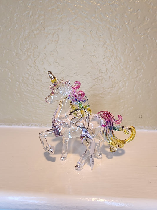 Unicorn Ornament with Multi Color Mane Ornament