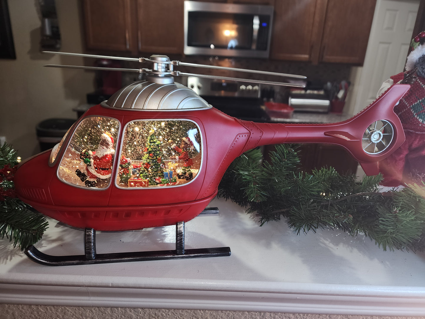 Helicopter Santa Snow Globe