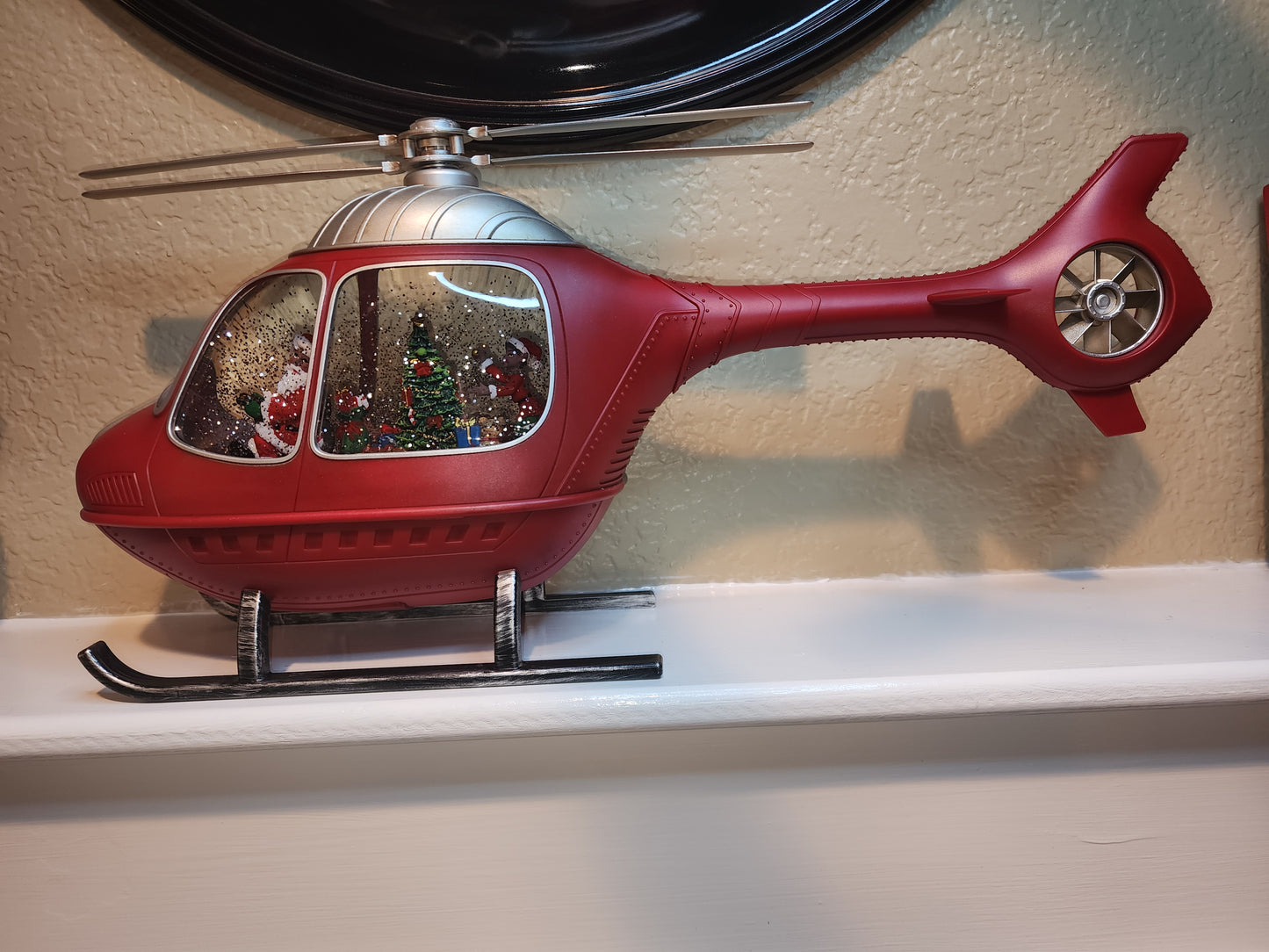 Helicopter Santa Snow Globe