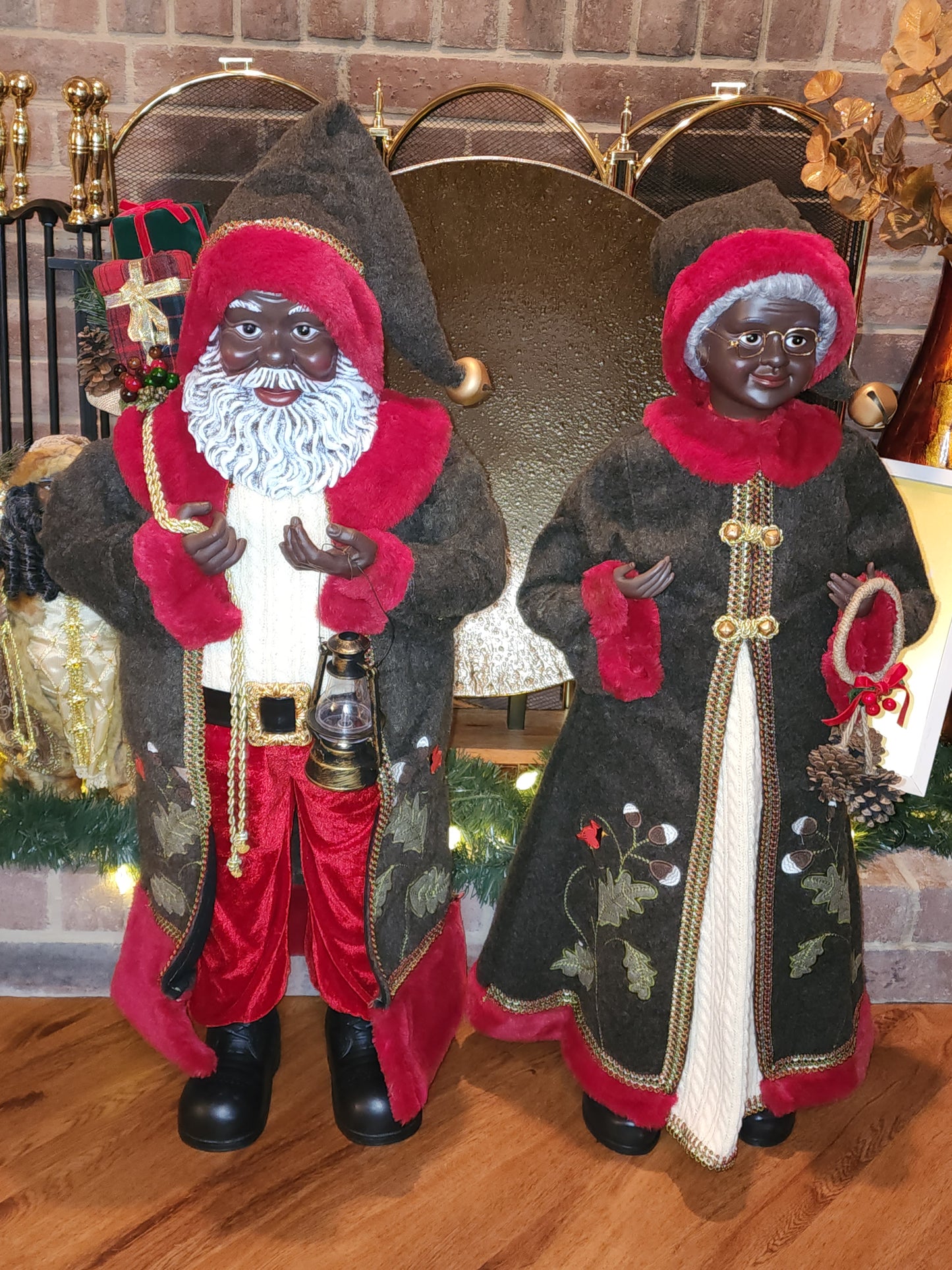 Mr. Claus in Brown Coat with Red Trim