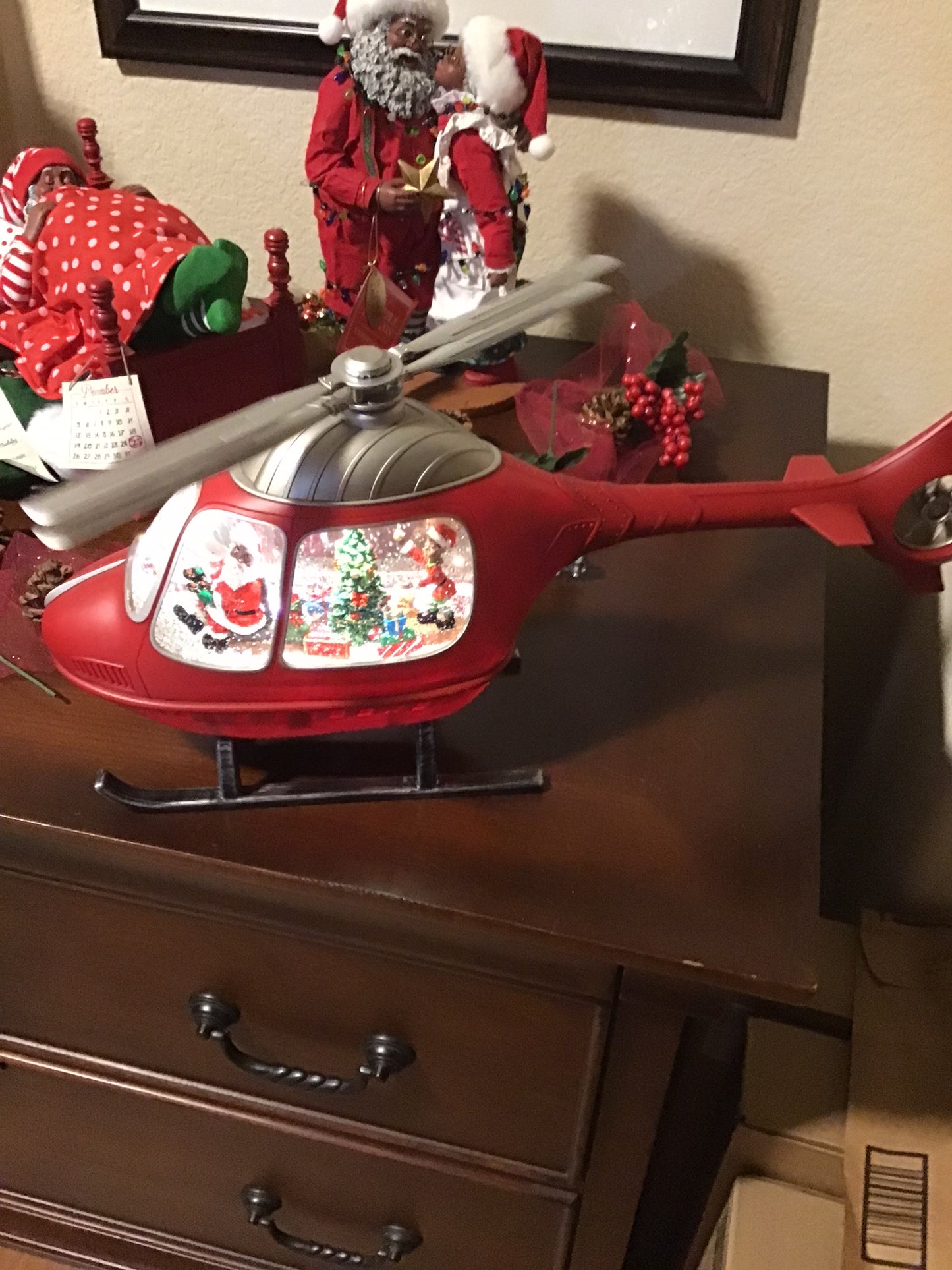 Helicopter Santa Snow Globe