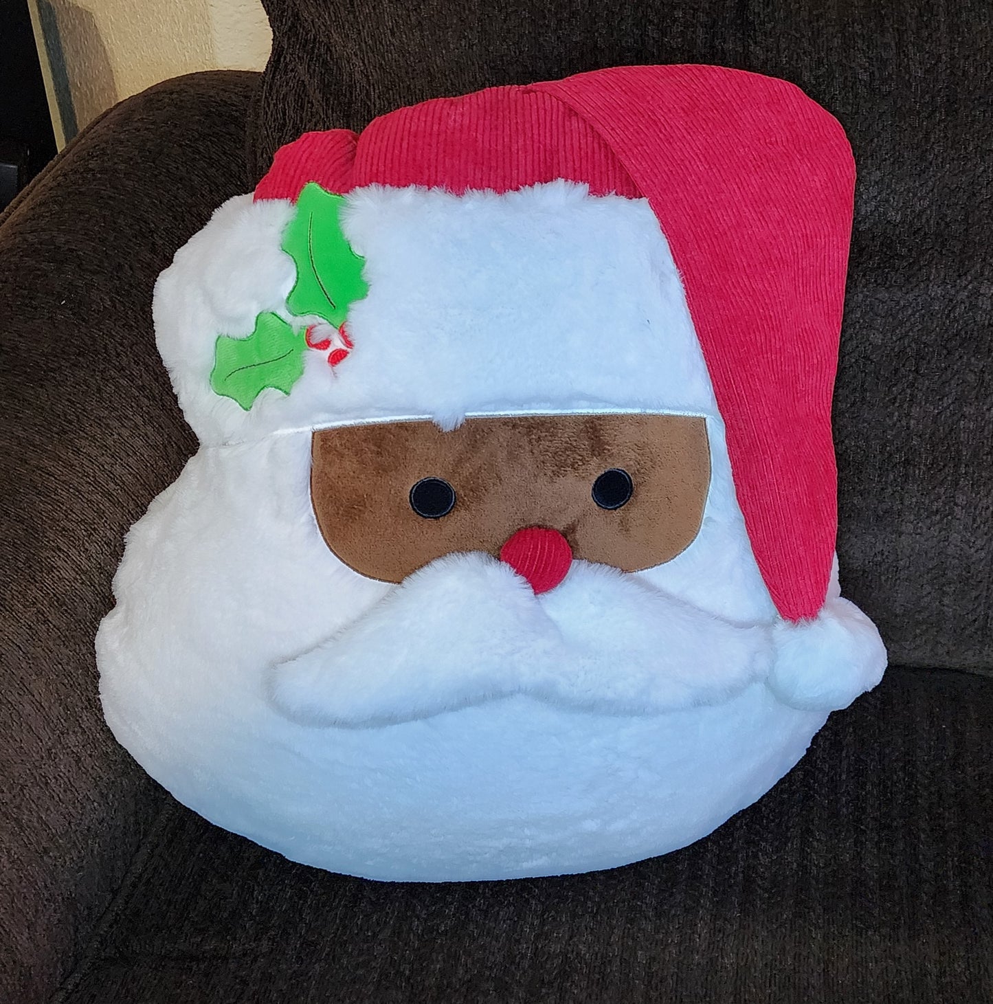 Faux Fur Black Santa Pillow